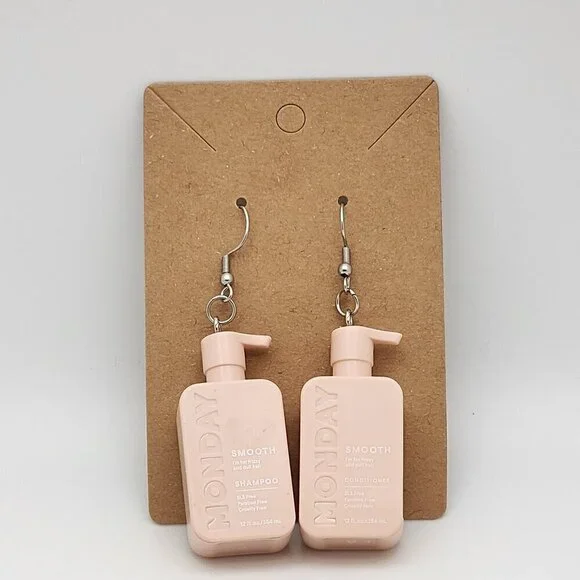 Mini-Brands "Monday Shampoo & Conditioner Stainless Steel Fishhook Earrings - Picture 2 of 3